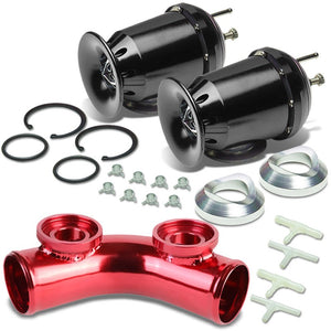 Black SSQV Turbo Boost Blow Off Valve BOV TY3+Red 8"L/2.5"OD Dual Port Pipe-Performance-BuildFastCar