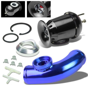 Black SSQV Anodized Turbo Blow Off Valve BOV+Blue 8"L/80D Flange Adapter Pipe-Performance-BuildFastCar