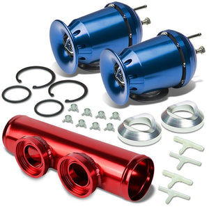 Blue SSQV/SQV Turbo Boost Blow Off Valve BOV TY3+Red 9.5"L/2.5"OD Dual Port Pipe-Performance-BuildFastCar