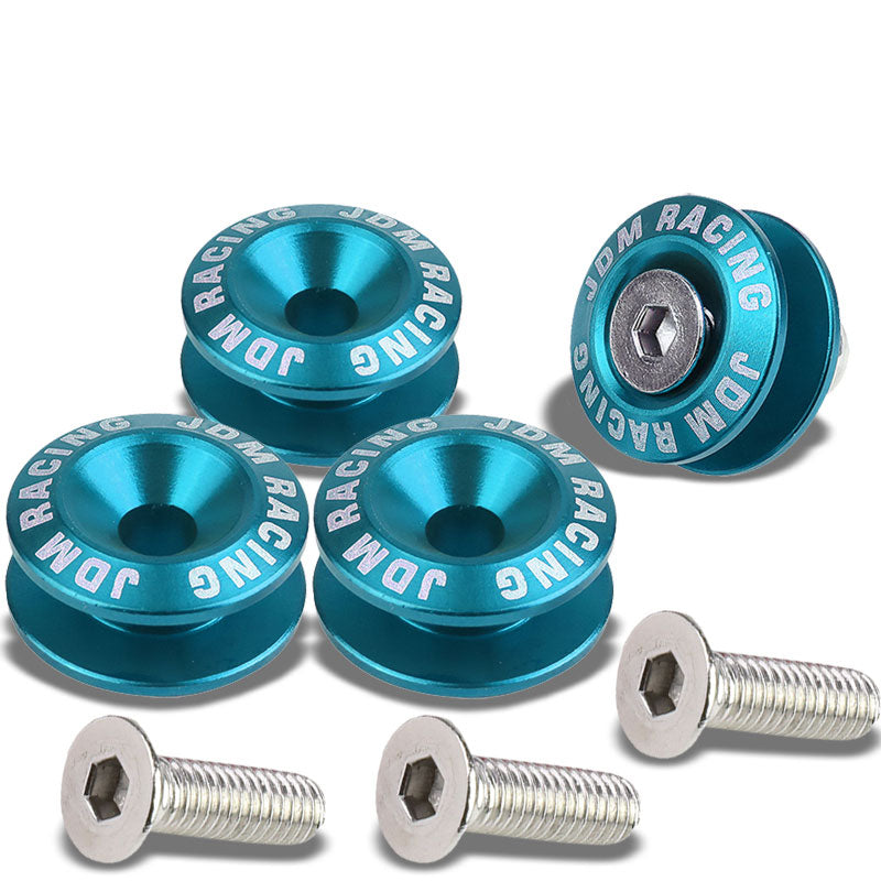 4Pcs Light Blue Rivet Quick Fasteners+Bolt+Ring for Bumper/Fender/Hatch/Lip/Trunk-Exterior-BuildFastCar