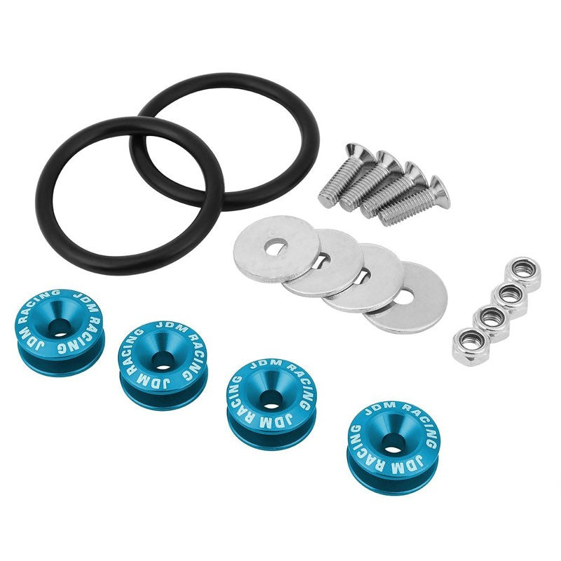 4Pcs Light Blue Rivet Quick Fasteners+Bolt+Ring for Bumper/Fender/Hatch/Lip/Trunk-Exterior-BuildFastCar