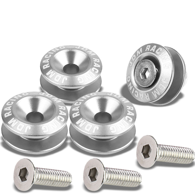 4Pcs Silver Rivet Quick Release Fasteners Bolt for Bumper/Fender/Hatch/Lip/Trunk-Exterior-BuildFastCar