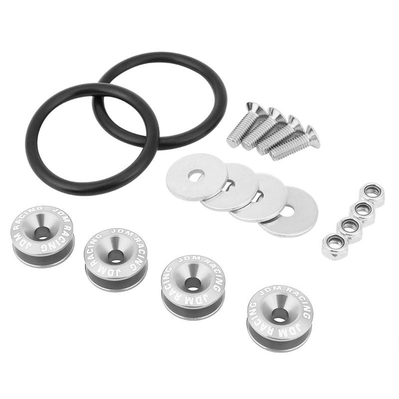 4Pcs Silver Rivet Quick Release Fasteners Bolt for Bumper/Fender/Hatch/Lip/Trunk-Exterior-BuildFastCar