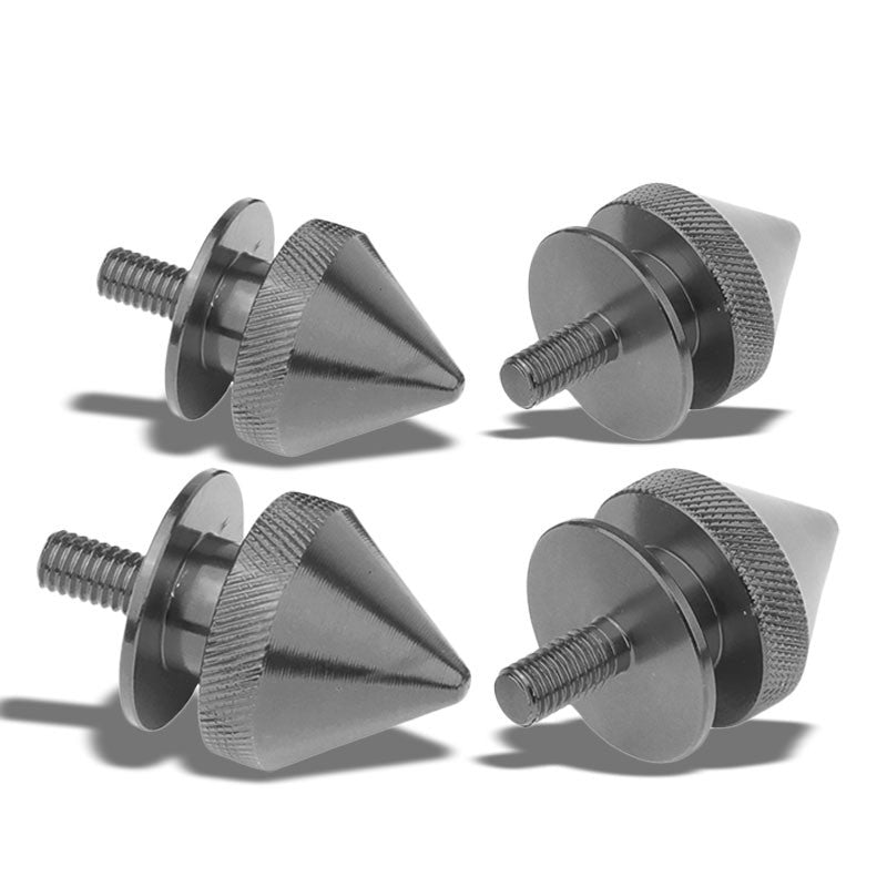 4Pcs Gun Metal Spike Quick Fasteners+Bolt+Ring for Bumper/Fender/Hatch/Lip/Trunk-Exterior-BuildFastCar