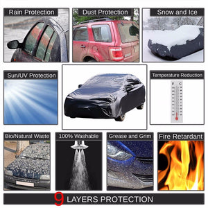 9-Layer Large Black Peva All Weather Resist Breathable In/Out Door Car Cover-Accessories-BuildFastCar