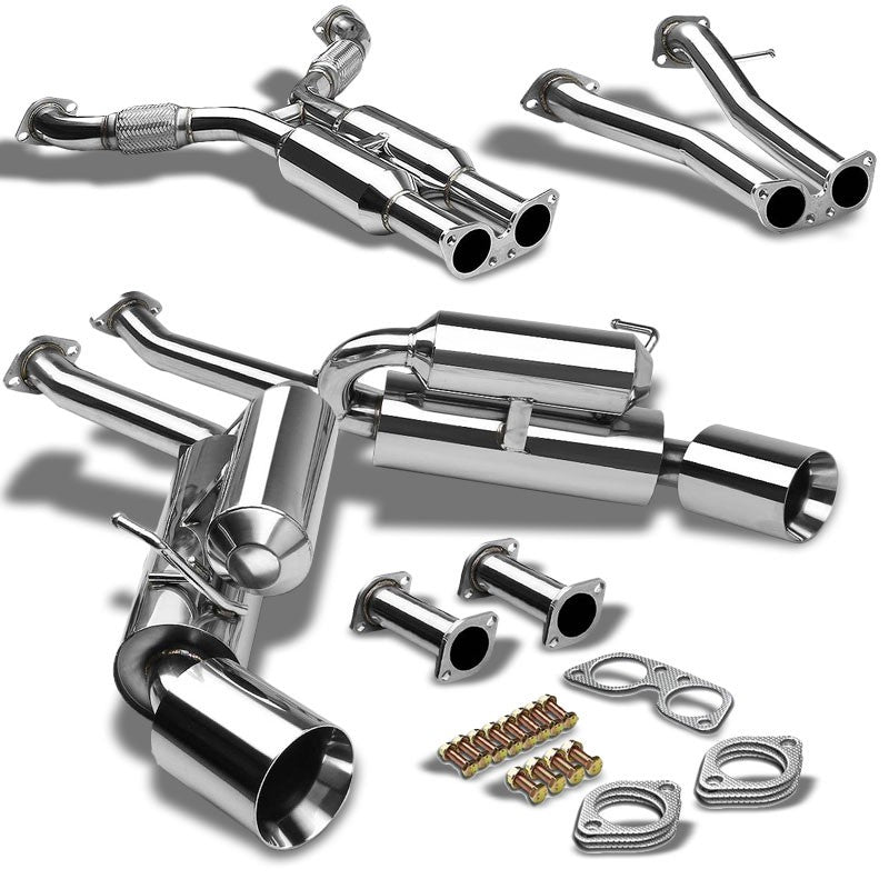 4.5" Dual Slant Roll Muffler Tip Exhaust Catback System TYP-2 For 03-09 350Z V6-Performance-BuildFastCar