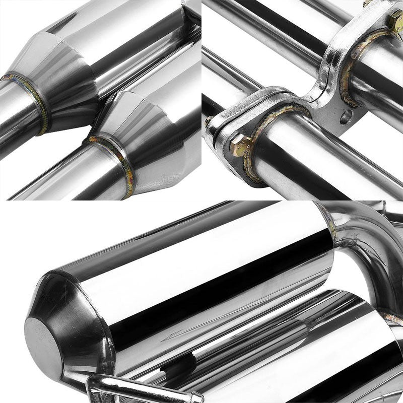 4.5" Dual Slant Roll Muffler Tip Exhaust Catback System TYP-2 For 03-09 350Z V6-Performance-BuildFastCar