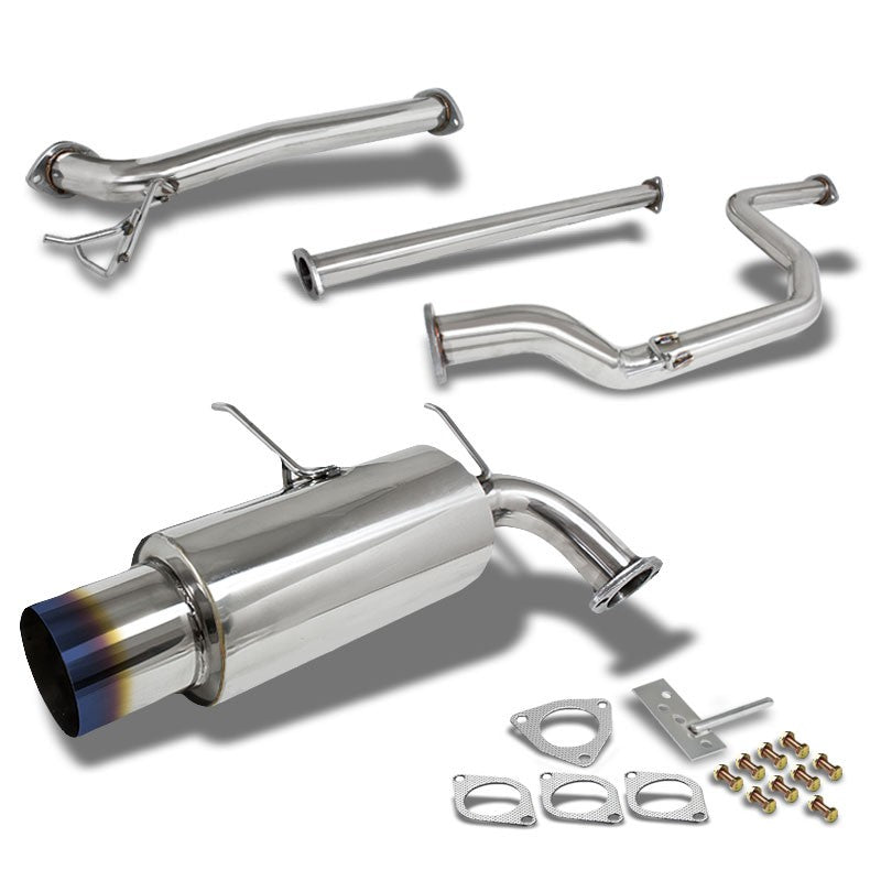 4.5" Burnt Muffler Tip Exhaust Catback System For 90-93 Acura Integra 1.7L/1.8L-Performance-BuildFastCar