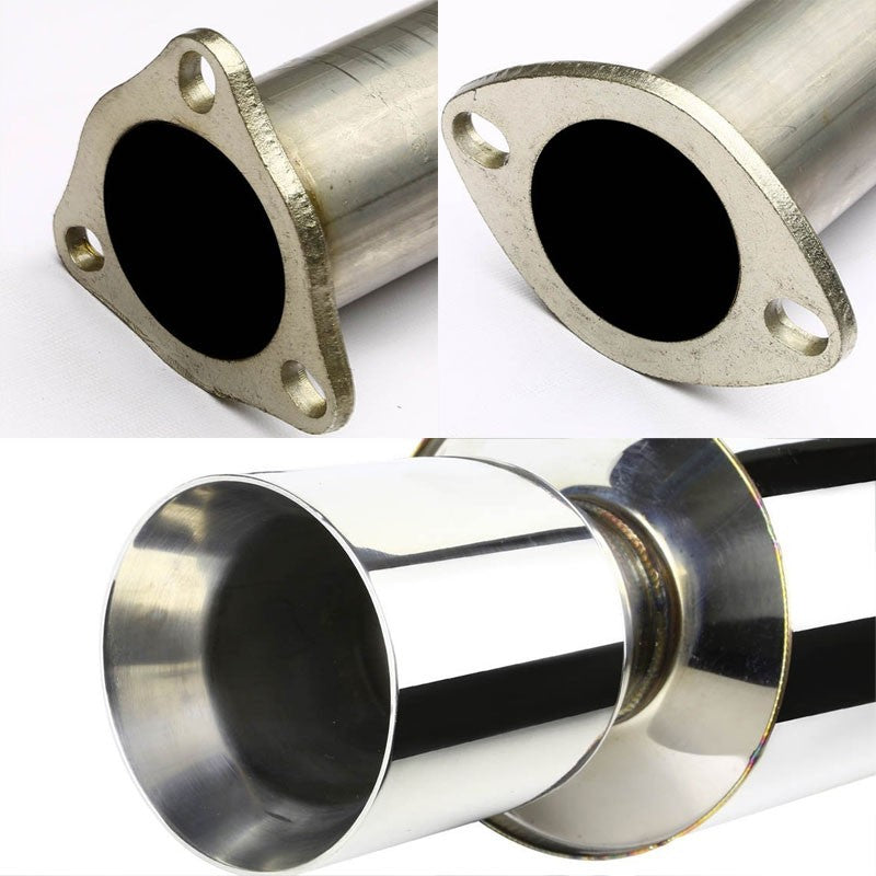 4" Roll Muffler Tip Exhaust Catback System For 90-93 Acura Integra 1.7L/1.8L-Performance-BuildFastCar