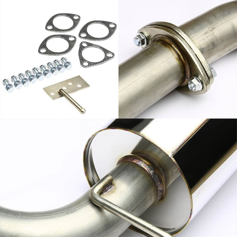 4" Roll Muffler Tip Exhaust Catback System For 90-93 Acura Integra 1.7L/1.8L-Performance-BuildFastCar