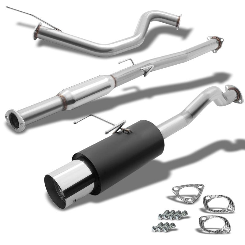 4.5" Black Muffler Steel Tip Exhaust Catback System For 94-01 Integra 1.8L DOHC-Performance-BuildFastCar