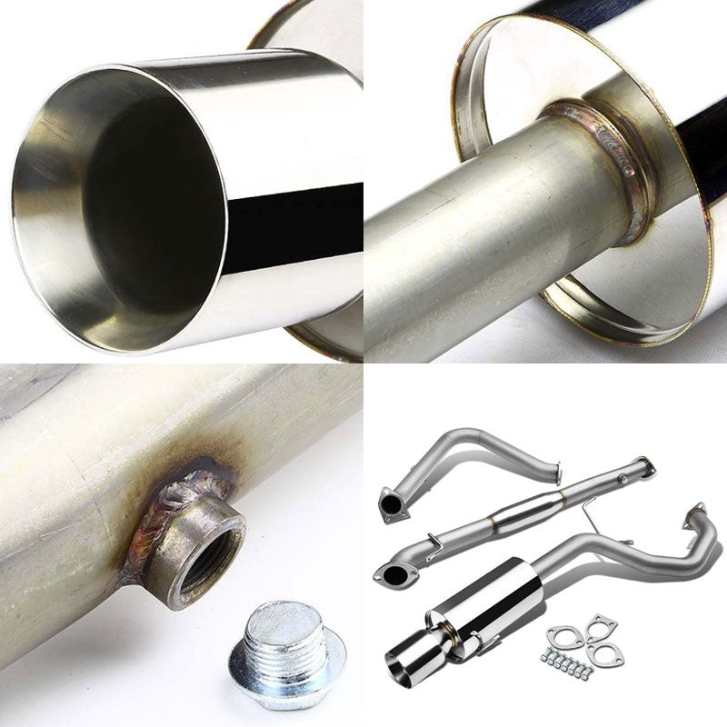 4" Roll Muffler Tip Exhaust Catback System For 99-03 Mitsubishi Galant 2.4L SOHC-Performance-BuildFastCar