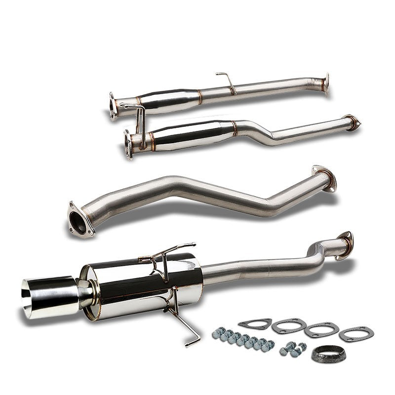 4" Round Roll Muffler Tip Exhaust Catback System For 01-05 Civic EM/ES 1.7L SOHC-Performance-BuildFastCar