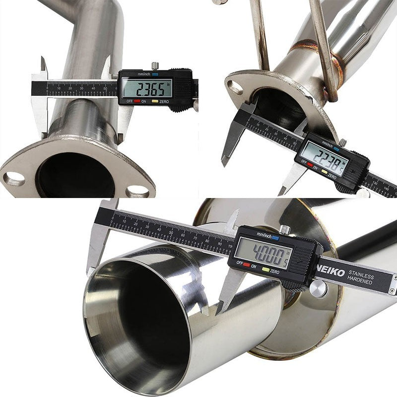 4" Round Roll Muffler Tip Exhaust Catback System For 01-05 Civic EM/ES 1.7L SOHC-Performance-BuildFastCar