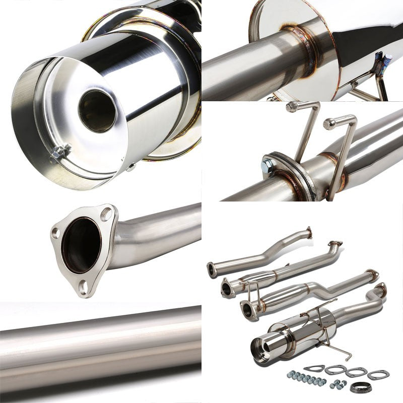 4" Round Muffler Tip Exhaust Catback System For 01-05 Civic EM/ES 1.7L SOHC-Performance-BuildFastCar
