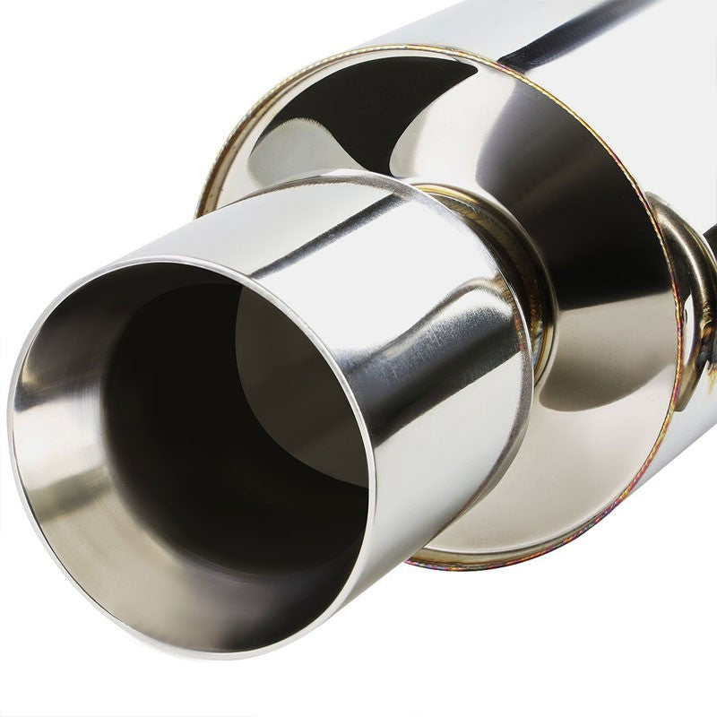 4" Dual Slant Roll Muffler Tip Exhaust Catback System For 03-08 Tiburon GK 2.0L-Performance-BuildFastCar