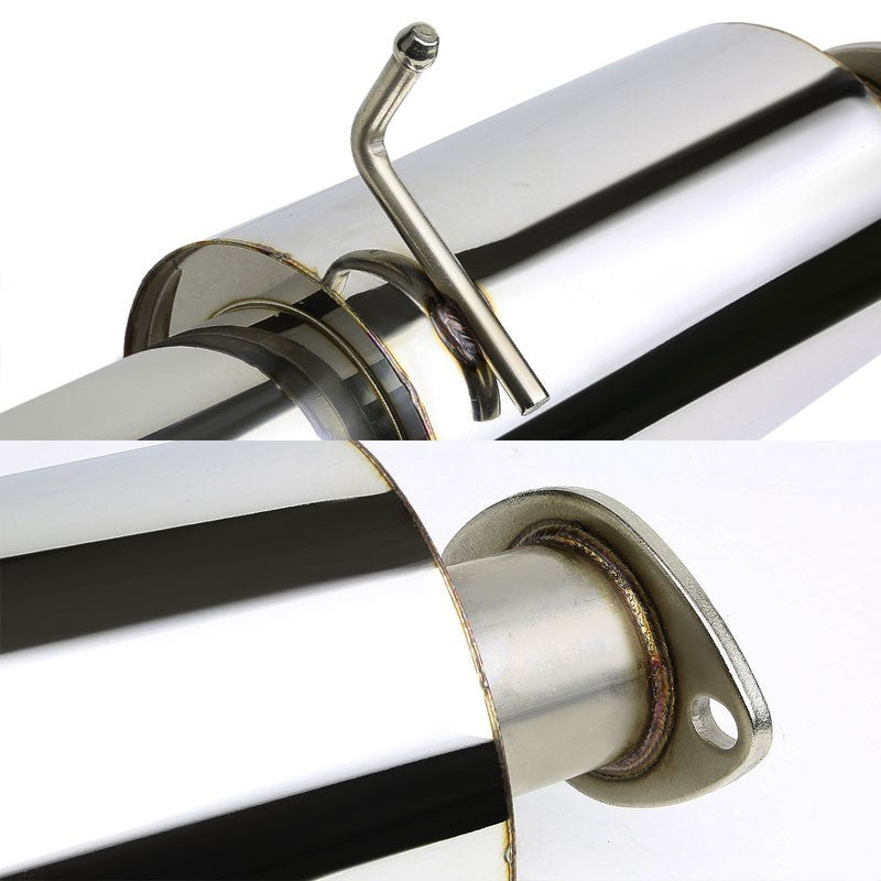 4" Dual Slant Roll Muffler Tip Exhaust Catback System For 03-08 Tiburon GK 2.0L-Performance-BuildFastCar