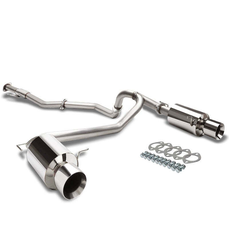 4" Dual Rond Slant Roll Muffler Tip Exhaust Catback System For 07-08 Tiburon GK-Performance-BuildFastCar