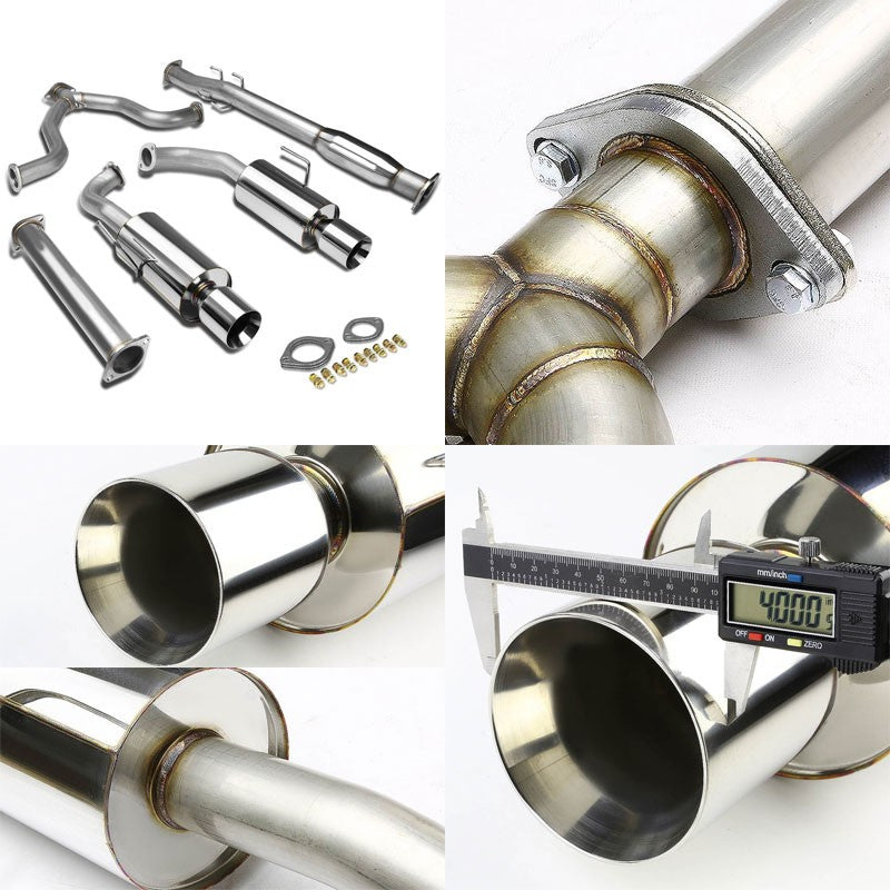 4" Dual Round Roll Muffler Tip Exhaust Catback System For 07-12 Altima L32A DOHC-Performance-BuildFastCar