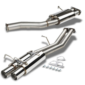 3.5" Dual Muffler Tip Exhaust Catback System For 89-94 Nissan 240SX S13 Silvia-Performance-BuildFastCar