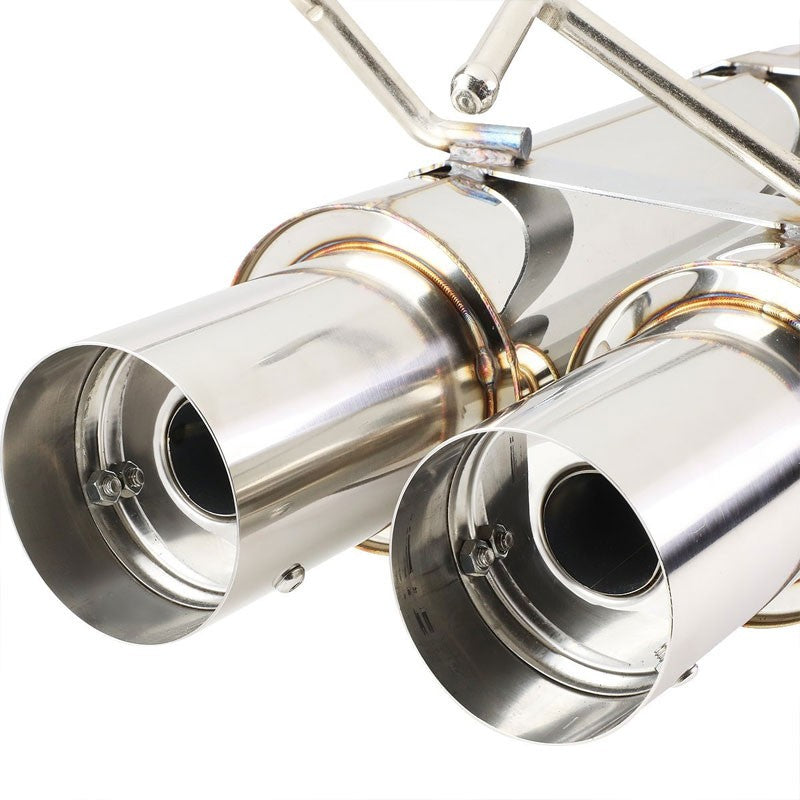 3.5" Dual Muffler Tip Exhaust Catback System For 89-94 Nissan 240SX S13 Silvia-Performance-BuildFastCar
