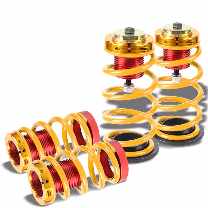 Front/Rear 1"-4" Adjust Gold Suspension Lowering Spring+Perch For 12-15 Civic-Suspension-BuildFastCar