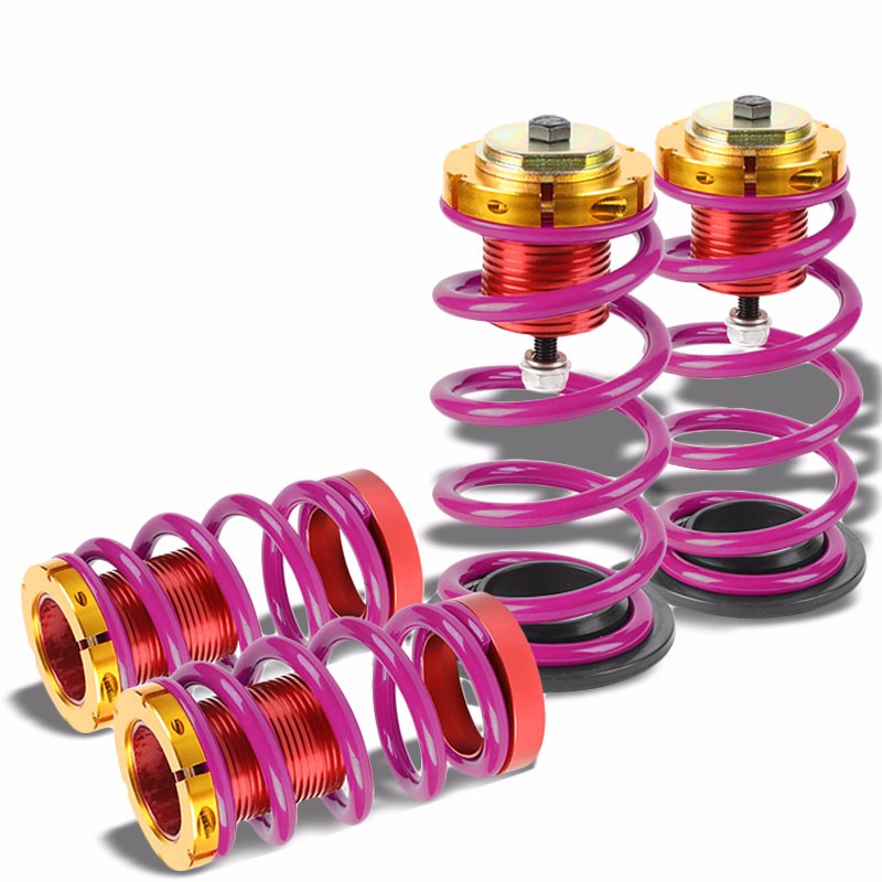 Front/Rear 1"-4" Adjust Purple Suspension Lowering Spring+Perch For 12-15 Civic-Suspension-BuildFastCar