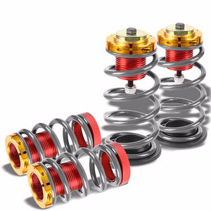 Front/Rear 1"-4" Adjust Silver Suspension Lowering Spring+Perch For 12-15 Civic-Suspension-BuildFastCar