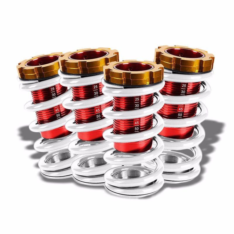 Front/Rear Red Scaled White Coilover Lowering Spring For 88-91 Civic/88-97 CR-X/90-01 Integra-Suspension-BuildFastCar