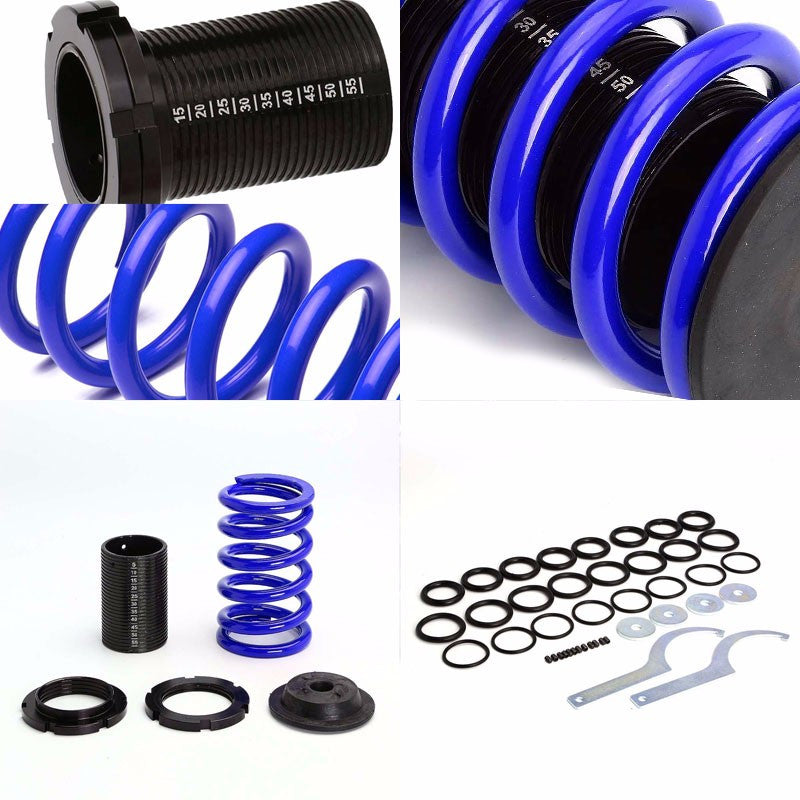 Front/Rear Scaled Black Coilover Blue Lowering Spring For 93-97 Miata/MX-3 1.8L-Suspension-BuildFastCar
