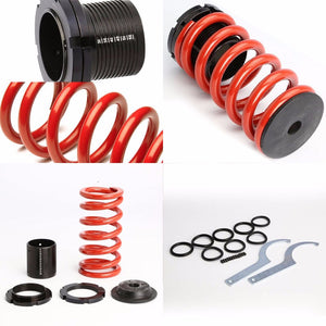 Front/Rear Scaled Black Coilover Red Lowering Spring For 03-07 Corolla E130 1.8L-Suspension-BuildFastCar