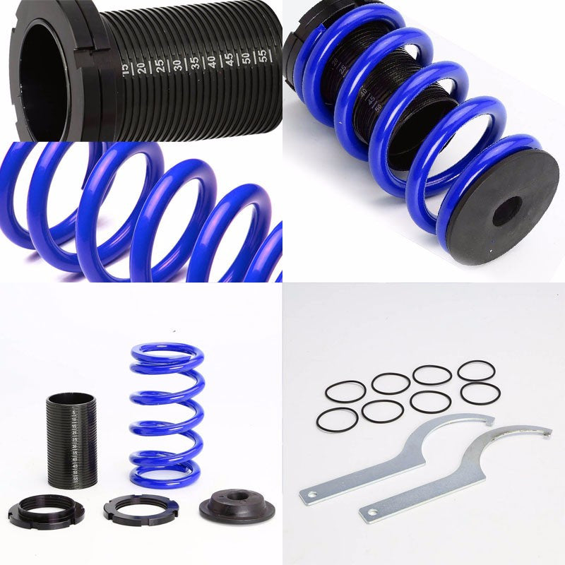 Front/Rear Scaled Black Coilover Blue Lowering Spring For 94-99 Celica T200 1.8L-Suspension-BuildFastCar