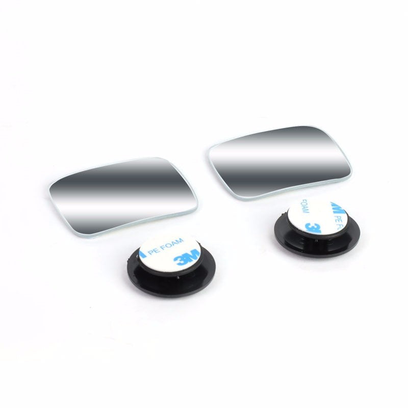 2x Round Rectangular Swivel Stick-On Auto Wide Angle Side Blind Spot Side Mirror-Exterior-BuildFastCar