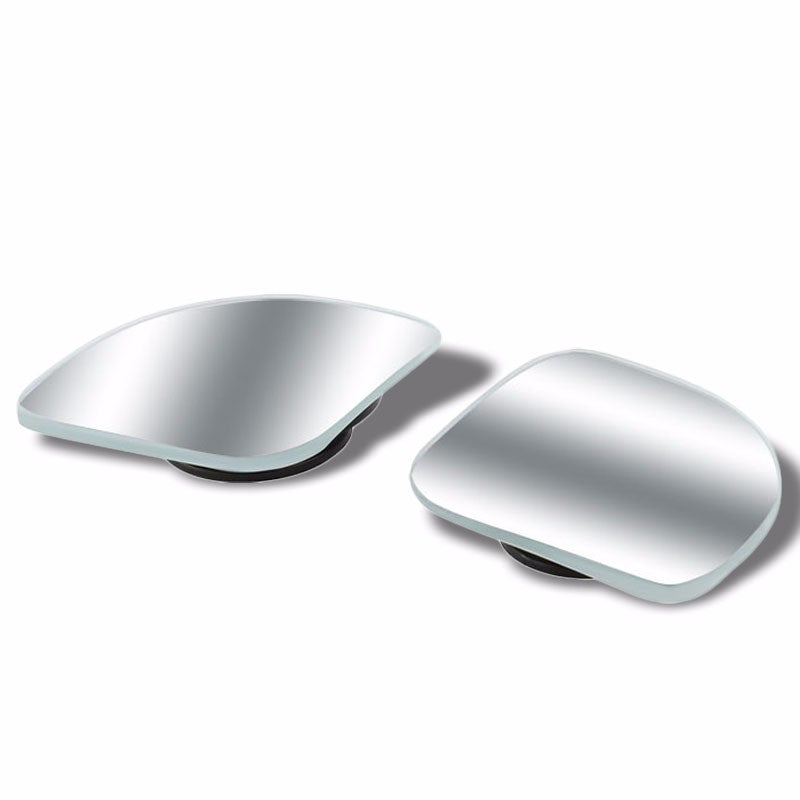 2x Round Edge Square Swivel Wide Angle Convex Safety Rear Blind Spot Side Mirror-Exterior-BuildFastCar
