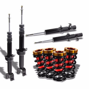 DNA Black Shock Absorbers+Red Coilover Black Lowering Spring For 88-91 Civic/CRX