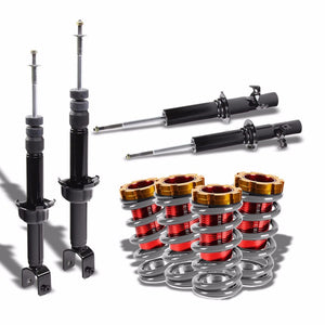 DNA Black Shock Absorber+Red Coilover Silver Lowering Spring For 88-91 Civic/CRX