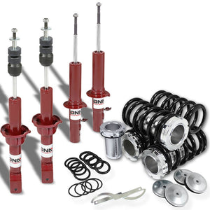 DNA Red Gas Shock Absorbers+Black Coilover Lowering Spring For 88-91 Civic/CRX