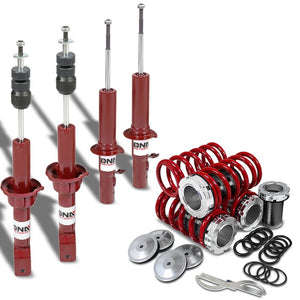 DNA Red Gas Shock Absorbers+Black Coilover Red Lowering Spring For 88-91 Civic