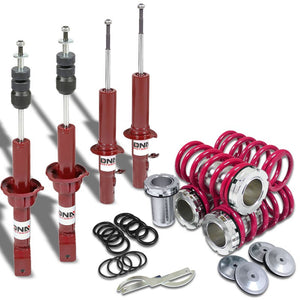 DNA Red Gas Shock Struts+Red Coilover Lowering Spring+Scale For 88-91 Civic/CRX