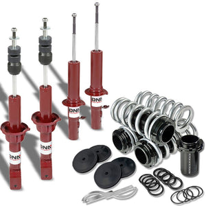 DNA Red Gas Shock Struts+Black Coilover Silver Lowering Spring For 88-91 Civic
