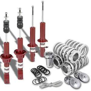DNA Red Gas Shock Absorbers+White Coilover Lowering Spring For 88-91 Civic/CRX