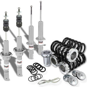 DNA Silver Gas Shock Struts+Black Coilover Lowering Spring For 88-91 Civic/CRX