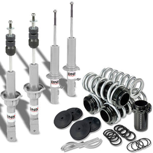 DNA Silver Gas Shock Stuts+Black Coilover Silver Lowering Spring For 88-91 Civic