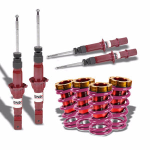 DNA Red Gas Shock Absorber+Red/Purple Adjustable Coilover For Honda 92-95 Civic