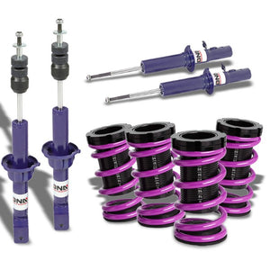 Blue Gas Shock Struts+Scaled Sleeve Purple Lowering Coilover T44 For 88-91 Civic