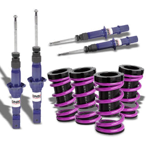 Blue Gas Shock Struts+Scaled Sleeve Purple Lowering Spring T44 For 92-95 Civic