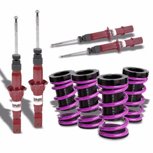 Red Gas Shock Struts+Scaled Sleeve Purple Lowering Spring T44 For 92-95 Civic