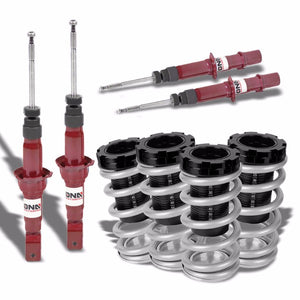 Red Gas Shock Absorber+Scaled Sleeve Silver Lowering Spring T44 For 92-95 Civic