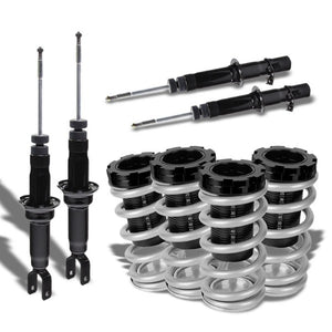 Black Gas Shock Struts+Scaled Sleeve Silver Coilover Spring T44 For 96-00 Civic