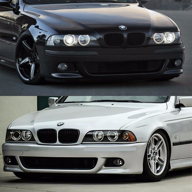 Unpainted ABS Plastic M5 Style Front Bumper Replacement Cover+Fog Light For BMW 96-03 E39 5-Series-Exterior-BuildFastCar